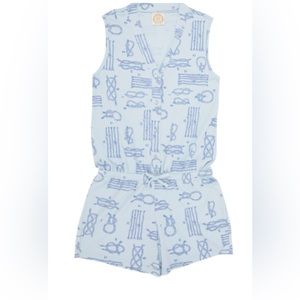 TBBC BEAUFORT BONNET Sivs Poppy’s porch romper yachts knots blue Small NEW W TAG